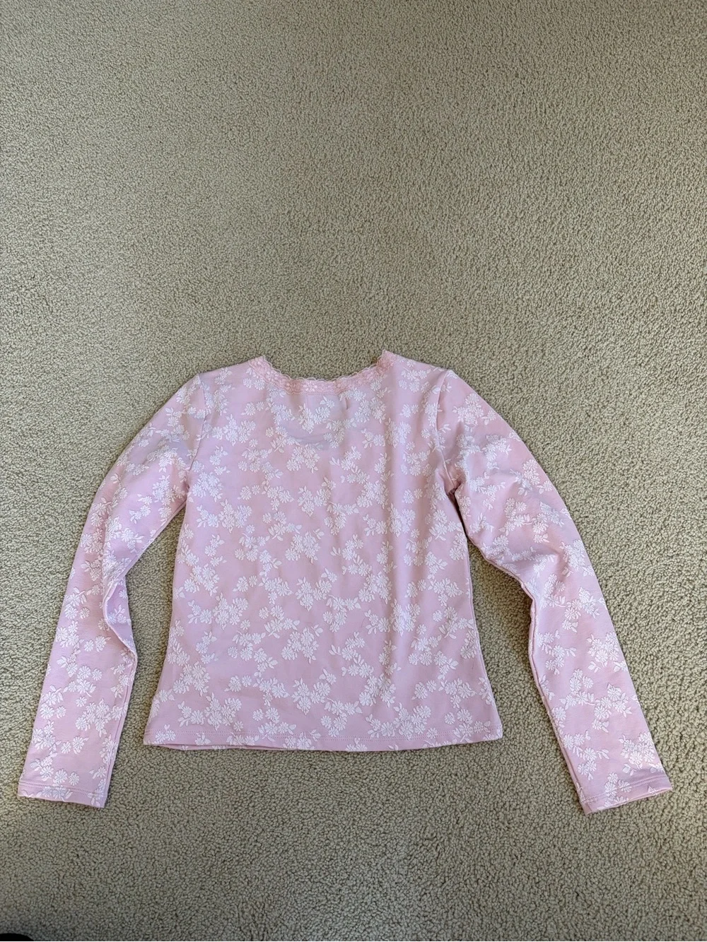 Old Navy Light Pink Floral Lace-Trim Long Sleeve Tee - Picture 4 of 4